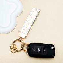 1 pieza Llavero de aleación de zinc, llavero pintado con UV creativo, de cuero PU, diseño elegante, recubrimiento antioxidante, muy adecuado para llaves de coche y de casa. Artículo exquisito para llevar contigo, para regalar a amigos y familiares. ¡Adecuado tanto para hombres como para mujeres!