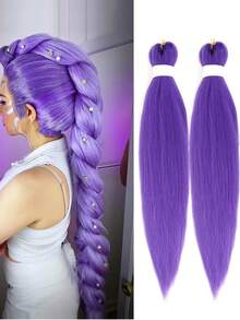 Perruque tressée violette 24/26 pouces, extensions de cheveux synthétiques tressés pré-étirés, convient pour le tressage, perruque longue violette Rumi, costume de performance sur scène Halloween, cosplay - Multicolore - Voir 3