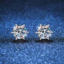 1ct Moissanite Earrings For Women Wedding Fine Jewelry S925 Sterling Sliver Plated 18k White Gold Stud Earring