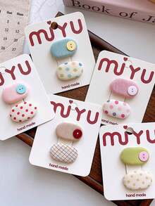 1pc Cute Versatile Small Polka Dot Bangs Clip, Oval Candy Color Side Hair Clip Accessory For Girls, Claw Clips, Hair Slide, Hair Barrettes