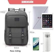 Mochila Impermeable y Durable para Laptop - Multifuncional, Ideal para Viajes y Negocios, Unisex Adulto - Negro - Ver 7