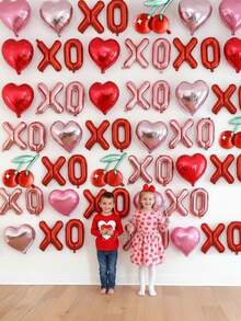 Bộ 61 bóng trang trí tiệc ngày lễ tình nhân, bóng bay lá kim loại "XOXO" 16" màu đỏ và vàng hồng, bóng bay hình quả anh đào, bóng bay hình trái tim 18" màu đỏ, hồng, vàng hồng, thích hợp làm phông nền chụp ảnh ngày lễ tình nhân, ngày lễ tình nhân Galentine, tiệc độc thân, Yay, cầu hôn, tỏ tình, trang trí phòng ngọt ngào lãng mạn, đạo cụ chụp ảnh, ngày gia đình - Nhiều màu - Xem 3