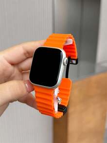1条液态硅胶磁吸运动表带，兼容 42mm、38mm、40mm、41mm、44mm、45mm、46mm、49mm，时尚智能手表替换表带，适用于Ultra2、Ultra SE2、SE 11、10、9、8、7、6、5、4、3、2、1系列，男女通用，可作为学生返校礼物 - 橘色 - 查看 7