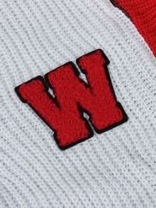 Fall Street Colourblock Loose Women Seweaters V-Neck Striped Long Sleeve Letter W Button Women Cardligans Y2k For Women