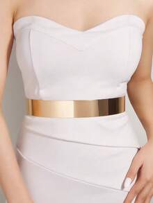 1pc Women's Metal Waist Chain, 3.5cm Solid Color Iron Plate Decorative Chain Belt, Elegant Sexy Style, Minimalist Waist Cincher, Suitable For Dresses, Skirts, Jeans, Casual Wear, Parties, Vacations, Weddings, Festivals, Gift For Friends, Family, Girlfriend, Birthday, Valentine's Day, Mother's Day