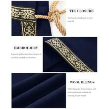 Runcati Mens Renaissance Shawl Half Shoulder Cape Medieval Samurai Cloak LARP Warrior Ren Faire Halloween Costumegift - Navy Blue - View 5