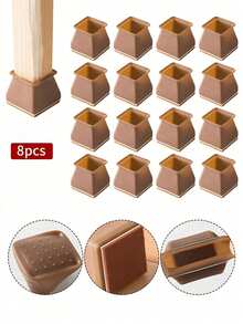 4/8 piezas de protectores de patas de muebles marrones duraderos, fundas de silicona para patas de sillas con base antideslizante de fieltro, protectores de patas de mesa cuadrada, fundas para sillas, decoración de cocina, decoración del hogar, decoración de barra de café, decoraciones de Halloween, regalos de Navidad, artículos esenciales para el hogar