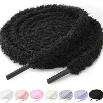 1 Pair Flat Fuzzy Shoe Laces For Sneakers , Thick Shoelaces For Casual Shoes