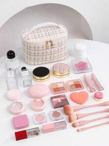 1个可爱旅行化妆包，双层化妆品收纳包，大容量洗漱包，多功能化妆包，旅行包，手提包，适用于宿舍/浴室/旅行/酒店，圣诞礼物，万圣节礼物，送给妈妈、爱人、同事、朋友、邻居的礼物 - 彩色 - 查看 3