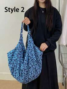 Large-Capacity Leopard Print Shoulder Bag - Stylish Women's Crossbody Bag & Casual Versatile Backpack | Lightweight Foldable Soft Fabric Bag With Zipper Closure | Perfect Valentine's Day/Halloween/Christmas Gift For Friends, Family & Loved Ones | Ideal For Work, School, Travel, Daily Use & Back-To-School