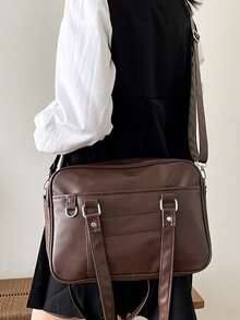 Korean Style New Pillow Handbag, Retro Shoulder Bag, Large Capacity Tote Bag For Work Commute, No Pendant Included, Pendant Is For Styling Only - Coffee - View 6
