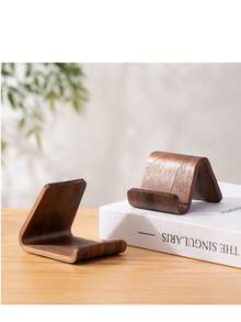 1 件桦木多功能手机支架，便携式简约木质桌面支架 - 彩色 - 查看 3