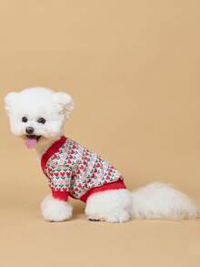 Suéter acogedor de dos patas con diseño de parches tejidos a punto para perros pequeños/medianos, cálido, suave, elástico, ideal para invierno, Navidad, con diseño de corazón