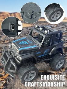 儿童遥控仿真越野车玩具，适合户外地形，小巧便携，可促进亲子互动，竞速玩耍，缓解压力，是一款娱乐玩具。