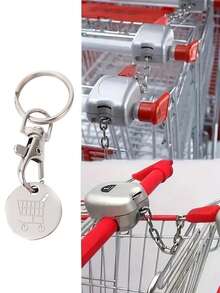 1pc Detachable Shopping Cart Keychain - Convenient Keyring, Portable Keychain, Supermarket Trolley Coin Holder, Suitable For Car, Backpack And Handbag - Perfect Gift For Birthday, Party And Holiday, Great Gift For Family, Friends Or Lover, Even Christmas Gift - Silver - View 7