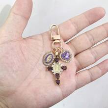 Elegant Virgin Mary Zirconia Cross Key Chain, Unisex Bag/Car Accessories Decorative Cross Pendant Christmas Gift Bag Charms Car Accessories Teacher Friend Sister Gift Ideas