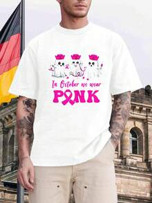 In October We Wear Pink Herren T Shirt Rosa  Modern Stylish Geschenk Mode Top Qualität Neu - Weiss - Übersicht 1
