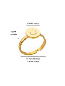 1pc Minimalist Arabic Letter Ring, Arabic Style, 18K Gold Plated Stainless Steel Adjustable Open Ring, Arabic Fashion Jewelry, Islamic Gift, Gold Ring, Women's Accessory - Yellow Gold - View 19