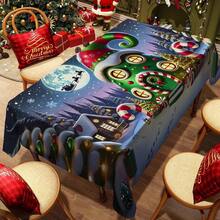 1/20pcs Christmas Tablecloth, Luxurious Green Christmas House And Colorful Christmas Tree Pattern Tablecloth, Christmas Atmosphere Decoration, Can Be Used For Coffee Table, Dining Table, Desk, Kitchen, Dining Table Decoration, Creating A Comfortable And Exquisite Joyful Atmosphere - Multicolor - View 17