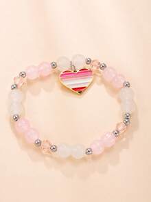 1pc Teens/Youth Beaded Charm Bracelet - Sweet Style, Glass Beads, Suitable For Valentine's Day, Mother's Day, Everyday Wear And Festive Occasions, Holiday Accessory | Charm Bracelet