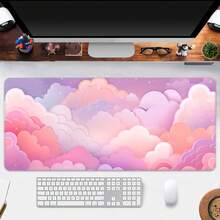 可爱蓝色云朵图案鼠标垫，办公桌垫，大型游戏键盘垫，可水洗，优质橡胶防滑底，精准缝边，无异味，适合作为礼物，返校季游戏鼠标垫，办公桌配件，办公用品，办公桌配件，鼠标垫，桌面鼠标垫 - 藍藍雲彩 - 查看 14