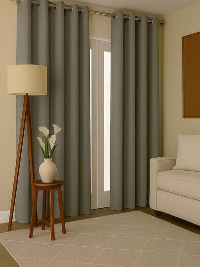 Cortina Blackout Sem Voil Bloqueia Luz Ilhós Cromado Grande Sala Escritório Quarto