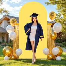 Yellow Arched Background Cover4feet,5 Feet, 6 Feet, 6.6 Feet, 7.2 Feet Wedding Arch Cover 2 Side Spandex Accessories Fabric Arch Background Dome Arch Background Fabric For Birthday Party Wedding Arch Stand Decoration (Shelf Not Included, Fabric Background Only)