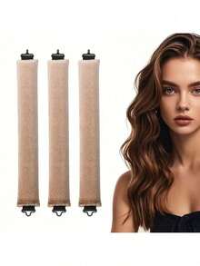 3pcs/4pcs Set No Heat Hair Curler Tools, Convenient Hair Styling Set Includes Foam Hair Rollers, Sleep Curlers, Rubber Curling Rods For Women, Slouchy Wave Sleeping Hair Curler Tube Set, Minimalist European & American Style