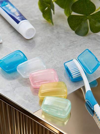 5支装/10支装便携式牙刷套装旅行便携洗漱牙刷盒牙刷头保护套卫生（5支装颜色随机）