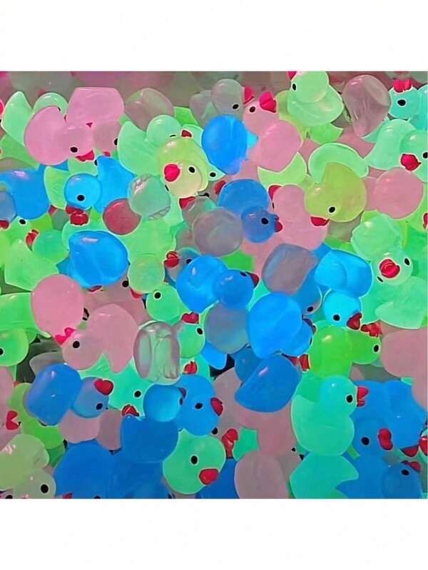 5pcs/10pcs/20pcs Christmas Miniature Landscape Accessories, Glow-In-The-Dark Mini Duck Decor, DIY Resin Ornaments, Cartoon White Duck Transparent 3D Desktop Decoration