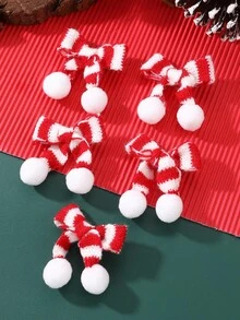 5 pièces/15 pièces Ensemble de pinces à cheveux avec nœud et pompon colorés pour filles, convient pour la décoration et les cadeaux de Halloween