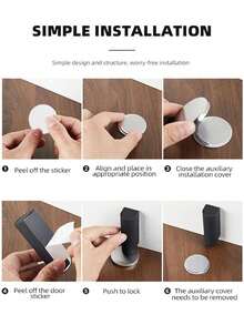1 pieza Tope de puerta magnético, tope de puerta magnético ultrafino con cojín, anti-colisión silencioso, sin necesidad de perforación, a prueba de viento, ajustable en altura, adecuado para dormitorio, baño, oficina y otros espacios, accesorio de puerta moderno - Multicolor - Ver 6