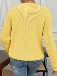 2025 Autumn And Winter Casual Daily Solid Color Button Knitted Cardigan