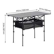 Folding Camping Table, Portable Roll Up Side Tables, Lightweight Aluminum Beach Table With Adjustable Height, Large Storage Bag And Carry Bag, For Outdoor BBQ Tailgating Picnic, Travel, Black - 46-inch Black Rectangle - View 11