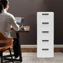 Plastic Drawers Dresser,Storage Cabinet With 5 Drawers,White Closet Drawers Tall Dresser Organizer For Clothes,Playroom,Bedroom Furniture,Stackable Vertical Clothes Storage Tower - 白色 - 查看 9