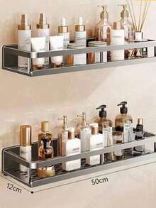 No - Drill Bathroom Storage Rack, Light Luxury Bathroom Wall - Mounted Organizer For Vanity, Restroom And Toilet