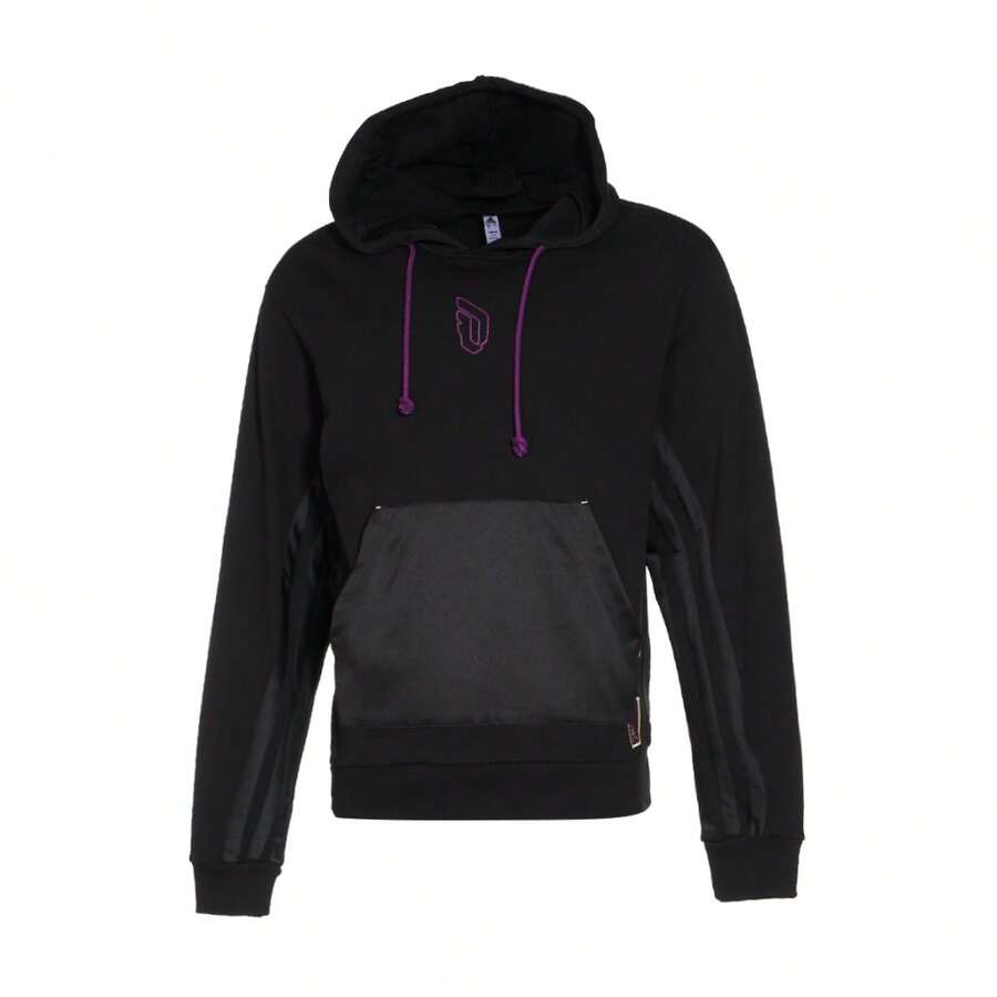 Adidas HE5464 男士时尚连帽运动衫，休闲舒适套头衫 - 黑色 - 查看 1