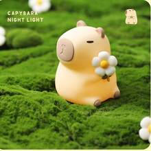 可爱水豚LED小夜灯，萌宠小夜灯，硅胶护理灯，可调光触控Type-C灯，LED软萌床头灯，趣味礼物，小夜灯，可调光硅胶触控床头灯，带定时器，USB充电小夜灯 - 7個顏色 - 查看 9