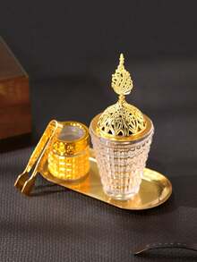 1 Peça/1 Conjunto de Queimador de Aromaterapia de Vidro Transparente Leve e Luxuoso, Queimador de Incenso de Estilo Árabe do Oriente Médio, Pode Ser Usado Como Difusor ou Queimador de Aromaterapia, Para Decoração Doméstica, Quarto, Sala de Estar (Como Peça Central), Escritório, Espaço de Yoga e Festas, Criando uma Atmosfera Elegante