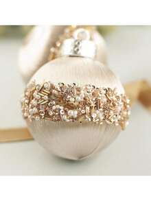12 pièces - Boules de Noël en soie de 6 cm, décoration de pendentif pour sapin de Noël, boules de Noël de luxe rétro à suspendre, décoration de maison pour Noël, convient pour la décoration de Noël, mariage, fête (Champagne) Décorations de Noël, décoration de pièce, hiver