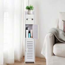 Slim With-Lid PVC Bathroom Tissue Organizer - Modular Narrow Space Cabinet, Fits Under Sink/Vanity, Dustproof & Moisture-Proof - Multicolor - View 3
