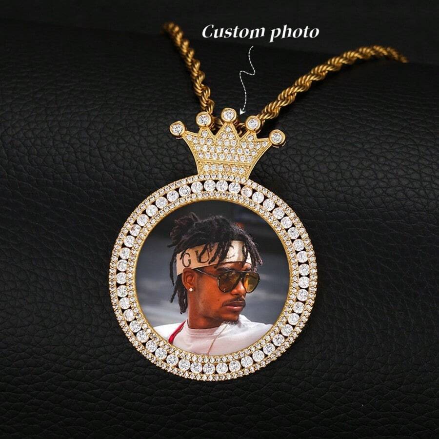 1 mặt dây chuyền khung ảnh phong cách Hip-Hop, mặt dây chuyền kỷ niệm mới dành cho các cặp đôi, đính đá Cubic Zirconia. - Nhiều màu - Xem 1