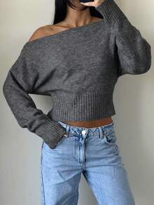 Sexy Off-Shoulder Off Shoulder Knit Sweater, Comfortable & Elegant, Suitable For Dating, Casual Gatherings, And Travel In Autumn/Winter