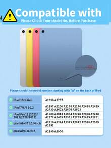 1个透明TPU保护壳，全包边保护，防震，高清，硅胶软壳，兼容iPad（Air4/5/6/7）、（iPad7/8/9）、第十代、11英寸A16（2025），平板电脑保护套 - 彩色 - 查看 5