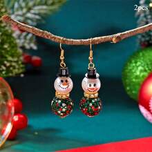 European And American Christmas Party Fashion Pearl Earrings, Snowman Earrings, Women's Minimalist, High-End Colorful Christmas Hats, Snowman Earrings