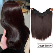 Extensiones de cabello en forma de V, extensiones de cabello sintético de 18 pulgadas para cabello largo y liso, pieza de cabello invisible, para uso diario de mujeres