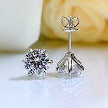 1ct Moissanite Earrings For Women Wedding Fine Jewelry S925 Sterling Sliver Plated 18k White Gold Stud Earring