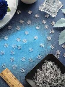 100/200/500 Stücke 15mm Weihnachts-Schneeflocken Perlen, transparente Acryl-Schneeflocken Großpackung für Schmuckherstellung, DIY Halskette Ohrringe Armbänder Bastelbedarf, Weihnachts-Accessoires