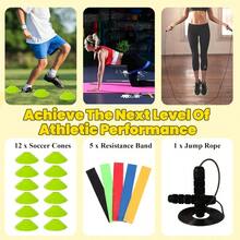 Agility Ladder Agility Speed Training Set For Athletes And Adults: 20ft 2 Rung Agility Ladder With 4 Hurdles 5 Resistance Bands 2 Cones Running Parachute Jump Rope Enhances Footwork Coordination And Overall Athletic Performance In Sports Training And Fitn Workouts