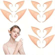 Halloween Elf Ears Cosplay Props - Pointed Elf Ears, Suitable For Role Play, Party Dress-Up And Halloween Decoration - Durable Rubber Material, Lightweight And Easy To Wear, No Feather Design, Beige And Multicolor Options, Fantasy Style, Soft And Lightweight, Essential Party Accessory